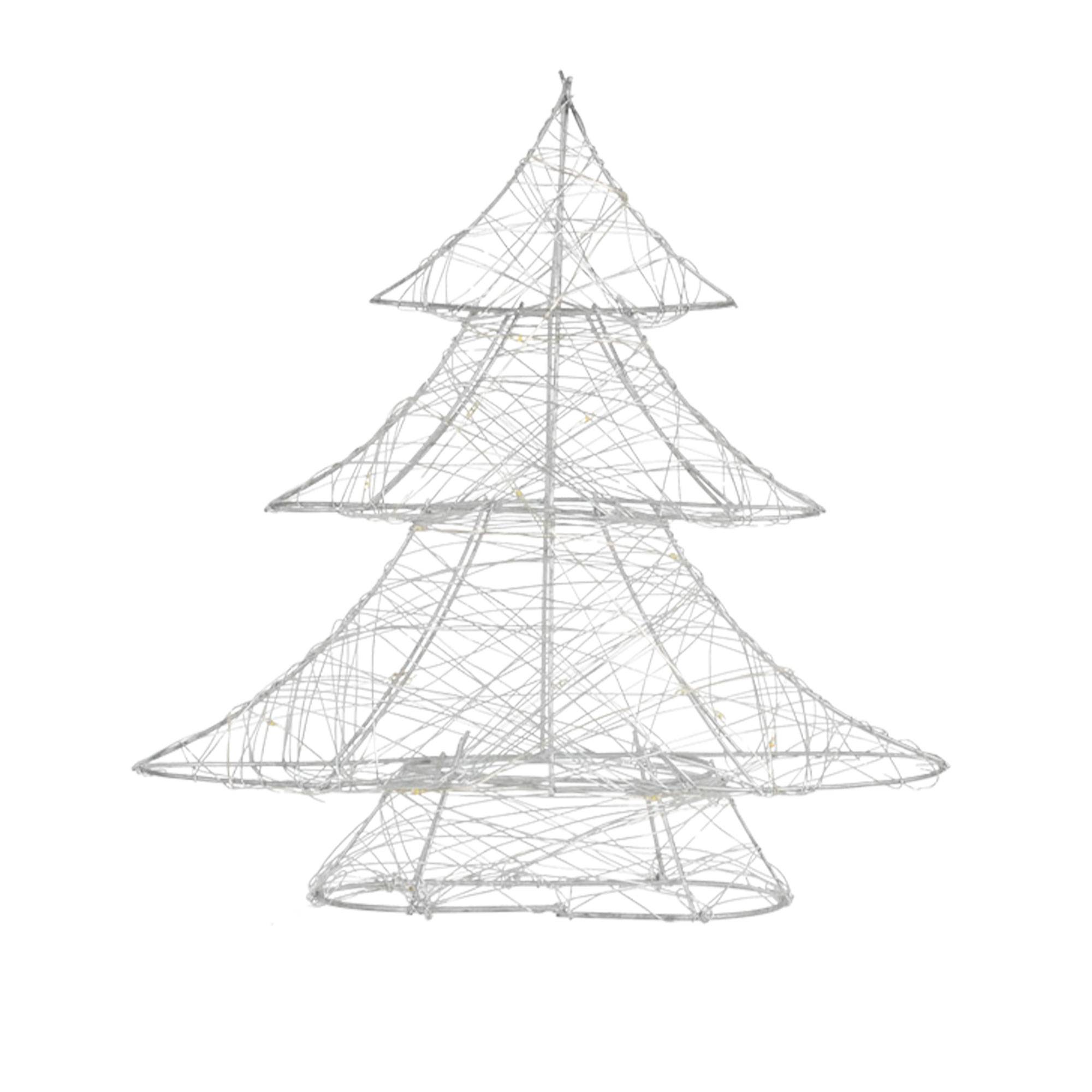 Ecd-Germany - Arbre de Noël avec LED sapin lumineux déco métallique argenté sans pile 30 cm - Image 1