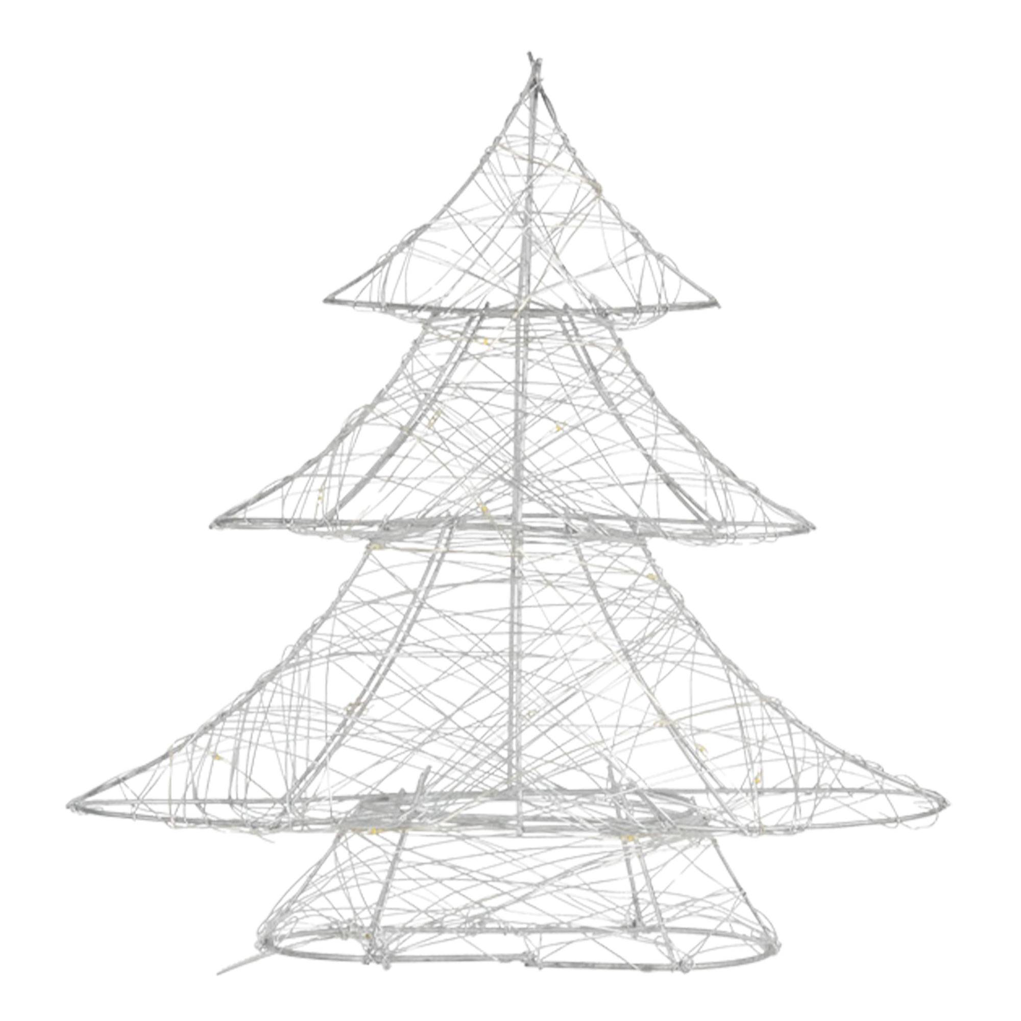 Ecd-Germany - Arbre de Noël avec LED sapin lumineux déco métallique argenté sans pile 30 cm - Image 2