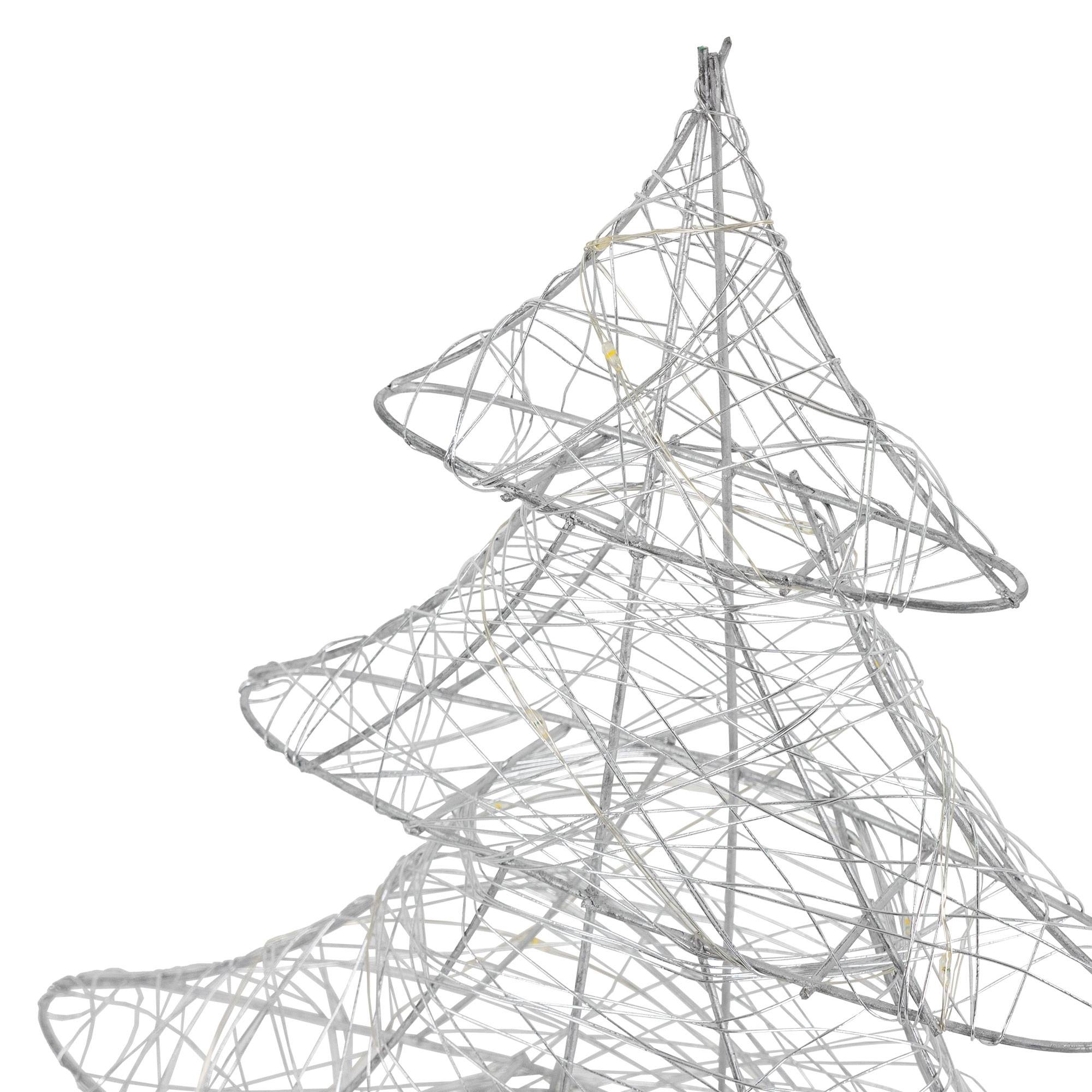 Ecd-Germany - Arbre de Noël avec LED sapin lumineux déco métallique argenté sans pile 30 cm - Image 3