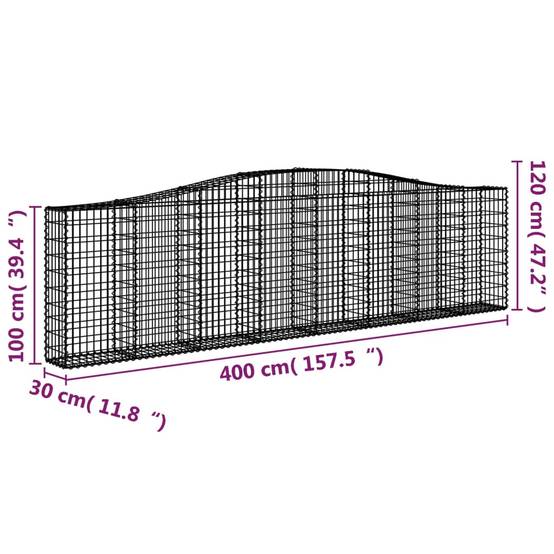 Vidaxl - Panier de gabions arqué 400x30x100/120 cm Fer galvanisé vidaXL 153405 - Image 3