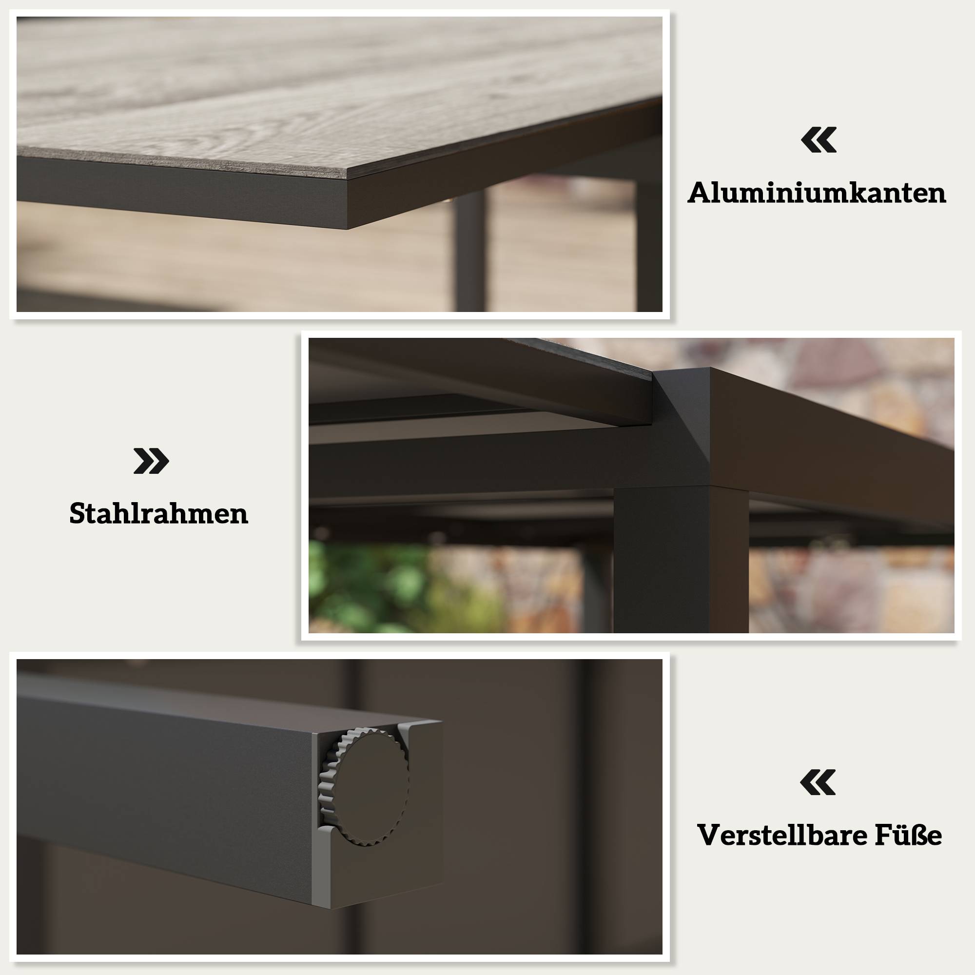 Table extensible aluminium et acier gris 240 x 90 x 74 cm - PANGIVO - Image 7