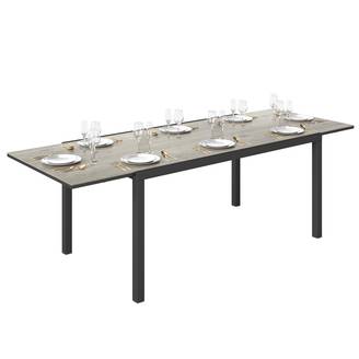 Table extensible aluminium et acier gris 240 x 90 x 74 cm - PANGIVO