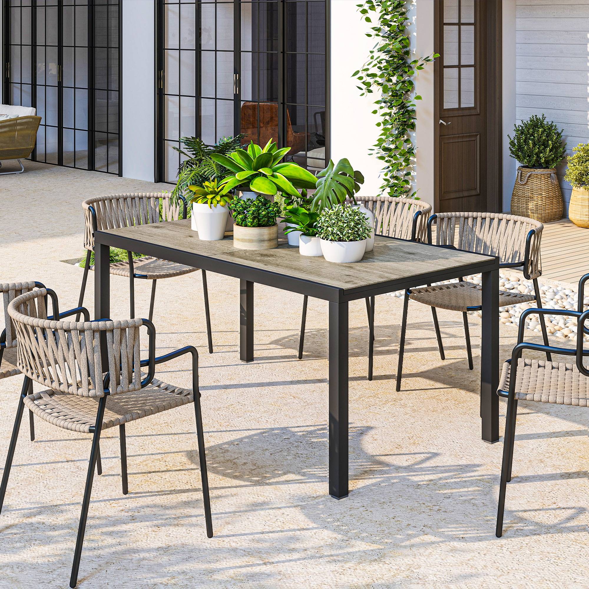 Table extensible aluminium et acier gris 240 x 90 x 74 cm - PANGIVO - Image 9