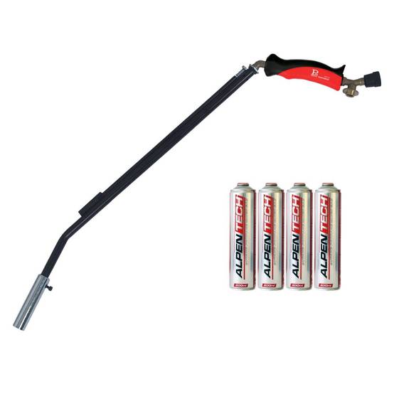 Intec - Désherbeur Thermique Gaz Piezo + 4 Cartouches gaz 330gr - Bruleur Mauvaises Herbes, Allumage Barbecue INTEC - Image 1