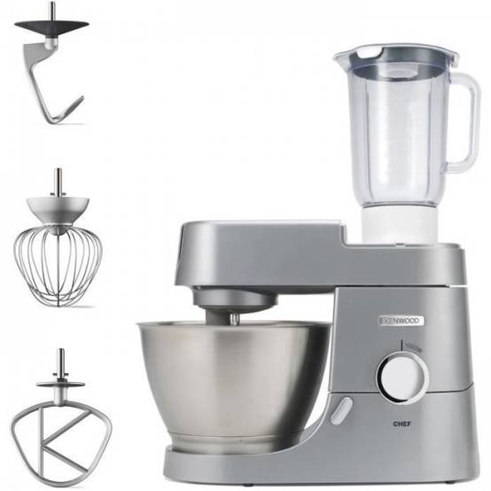 Robot pâtissier KENWOOD Chef KVC3110S – Kit pâtissier et blender inclus - silver - 1000 W – format compact - Image 1