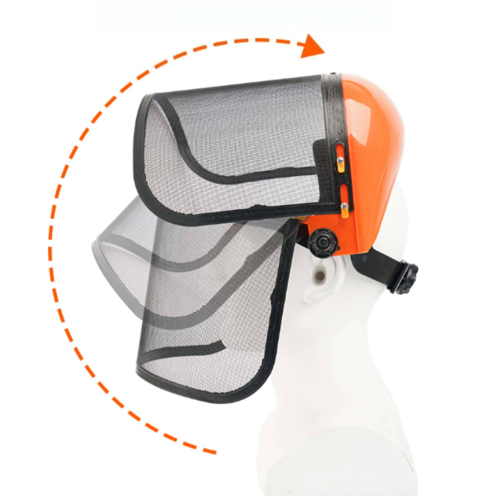 DtopbuyAge - Protection Tronçonneuse Visière Maille Métallique Ventilation Optimisée Serre Tête Réglable Résistant Léger Travaux Extérieur Orange  DtopbuyAge - Image 3