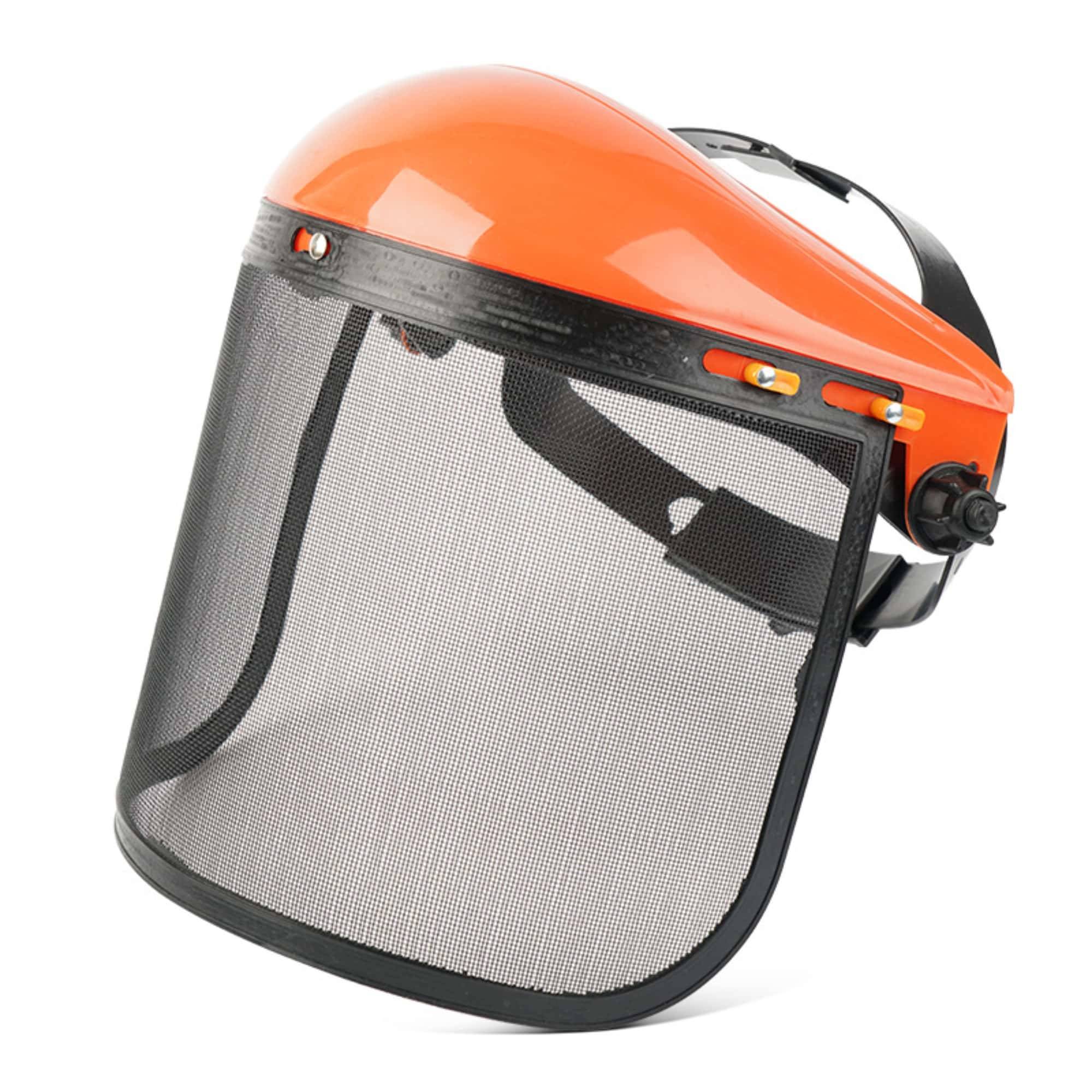 DtopbuyAge - Protection Tronçonneuse Visière Maille Métallique Ventilation Optimisée Serre Tête Réglable Résistant Léger Travaux Extérieur Orange  DtopbuyAge - Image 1
