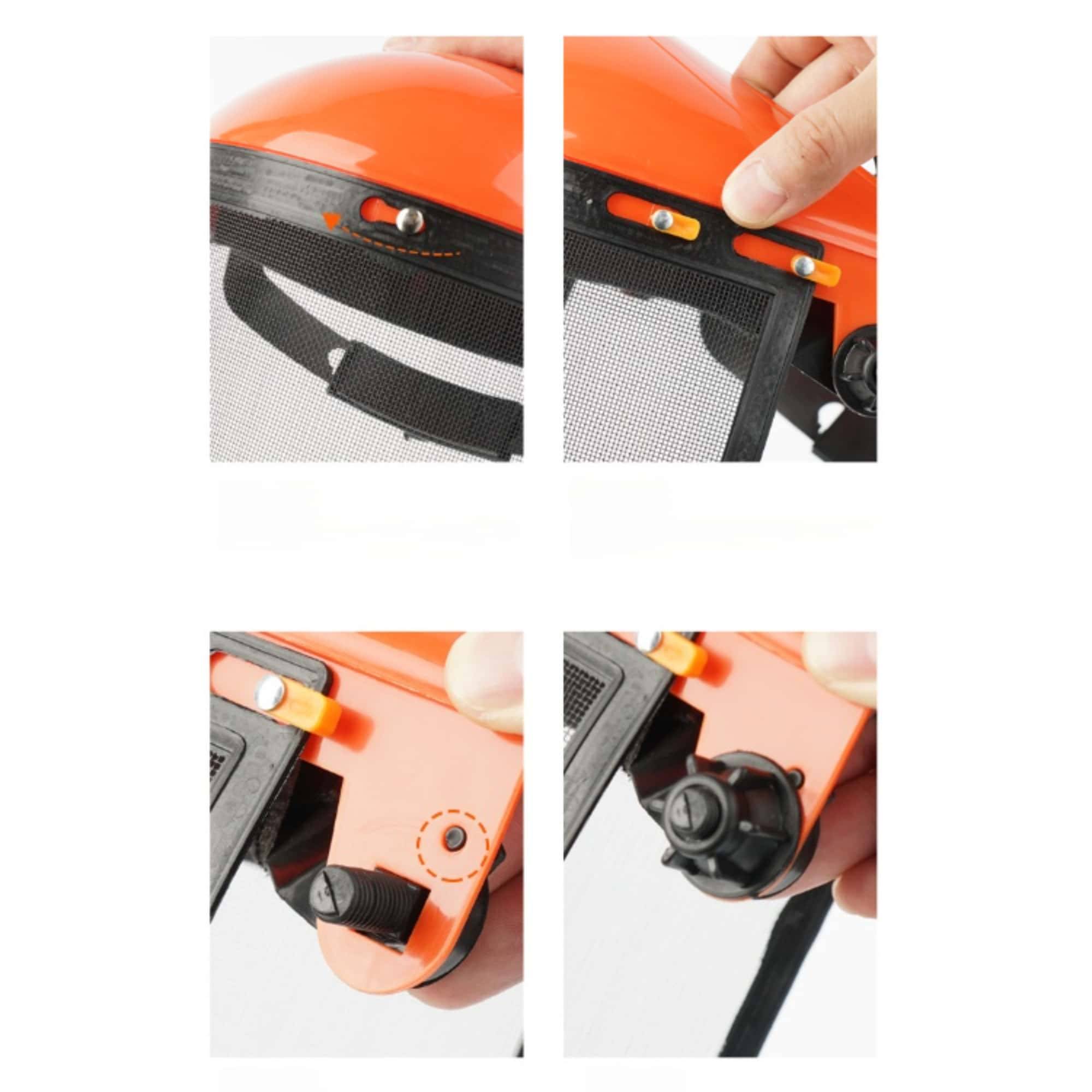 DtopbuyAge - Protection Tronçonneuse Visière Maille Métallique Ventilation Optimisée Serre Tête Réglable Résistant Léger Travaux Extérieur Orange  DtopbuyAge - Image 4