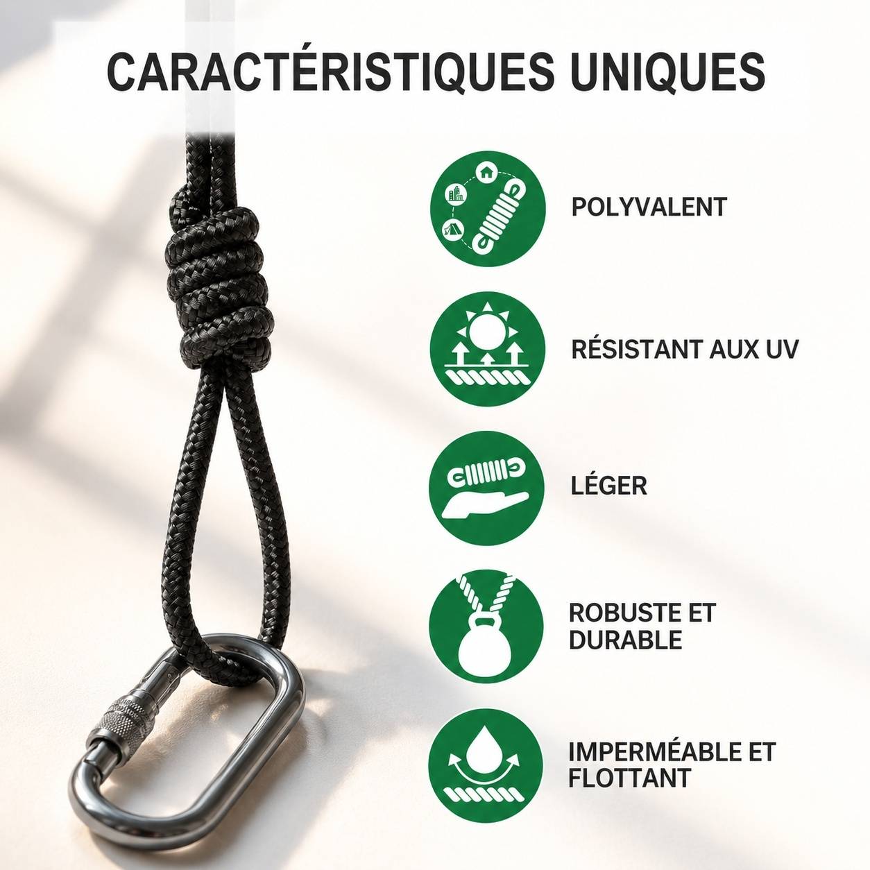 Corde Tressée Polypropylène Noire Polyvalente Résistante aux Intempéries Léger - Image 4