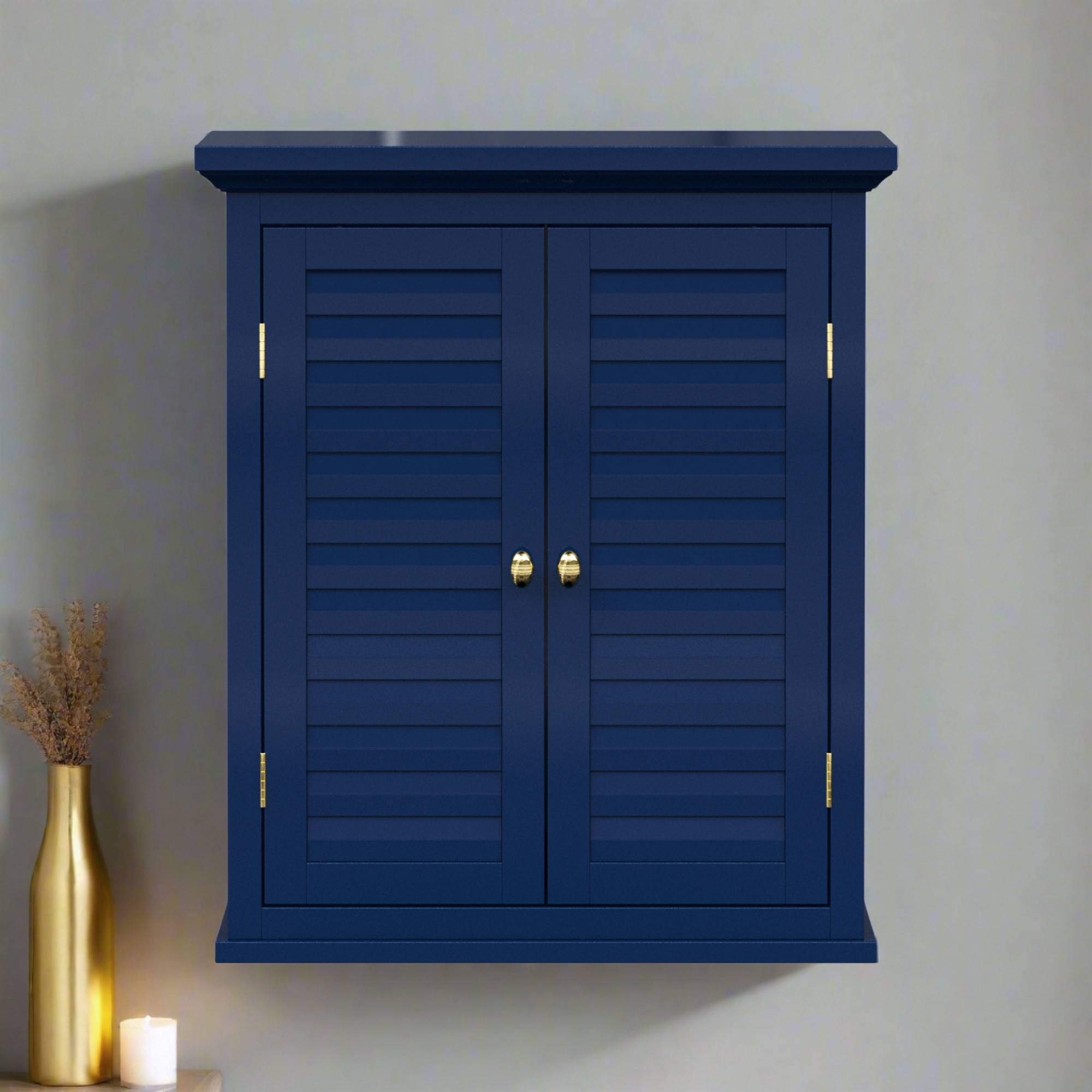 Teamson Home - Armoire murale de salle de bain en effet bois bleu avec 2 portes Teamson Home - Image 1