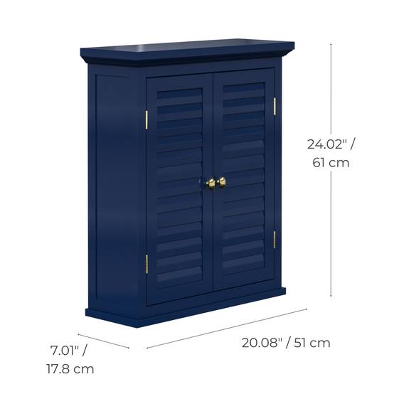 Teamson Home - Armoire murale de salle de bain en effet bois bleu avec 2 portes Teamson Home - Image 4