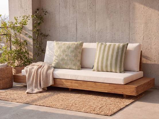 Beliani - Coussin d'extérieur Polyester Beige/vert CALIA - 45x45x10- Beliani - Image 1