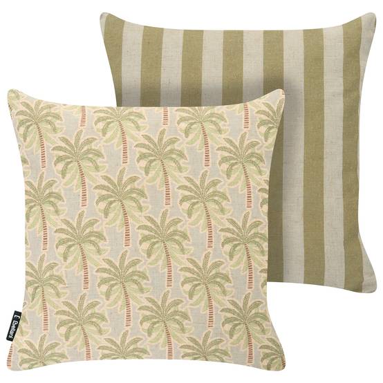 Beliani - Coussin d'extérieur Polyester Beige/vert CALIA - 45x45x10- Beliani - Image 2