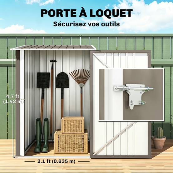 Maison Chic - Abri de Jardin 1m² - Remise pour Outils - cabanon Porte verrouillable - 1x1,03x1,6H m - tôle d'acier ondulée - Image 6