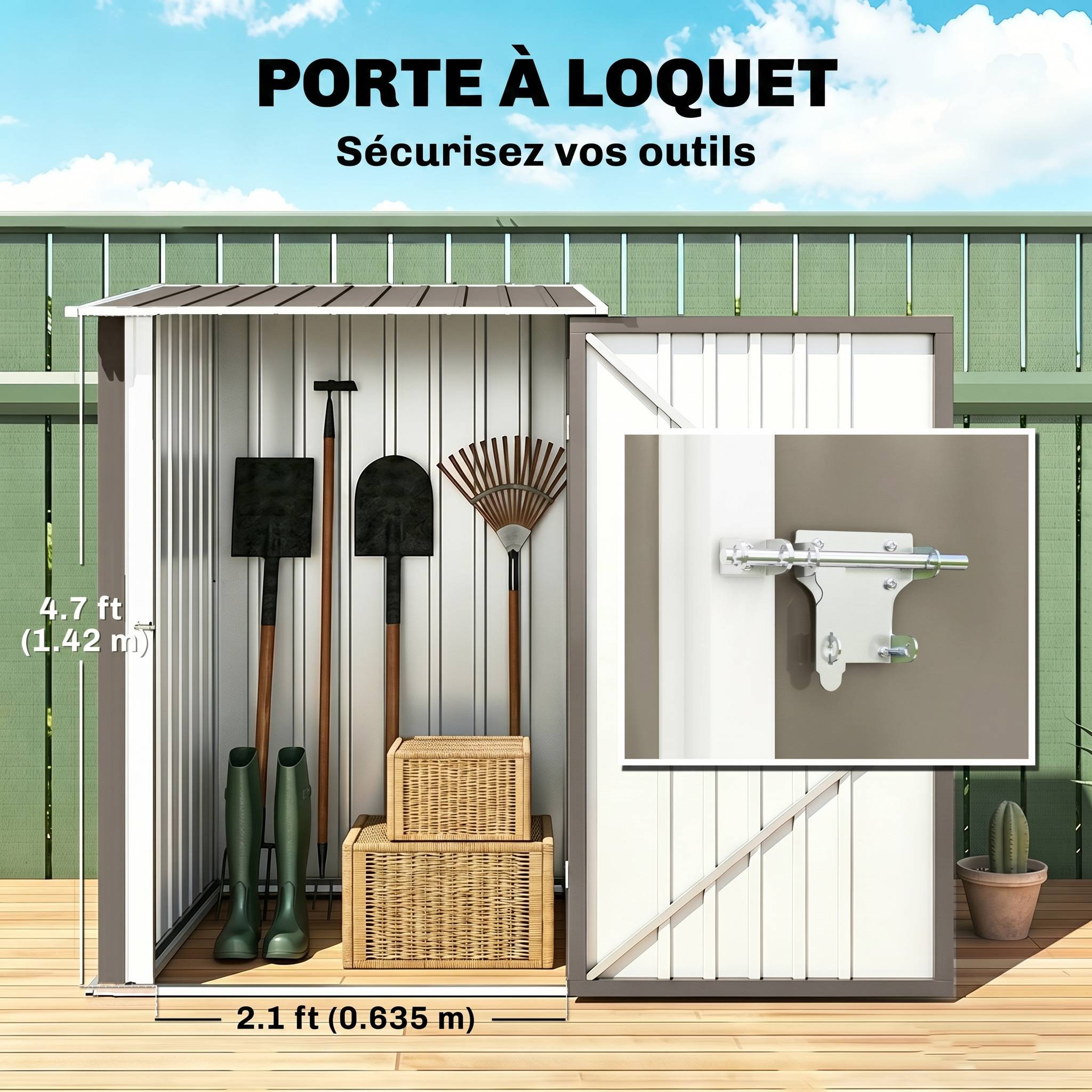 Maison Chic - Abri de Jardin 1m² - Remise pour Outils - cabanon Porte verrouillable - 1x1,03x1,6H m - tôle d'acier ondulée - Image 6