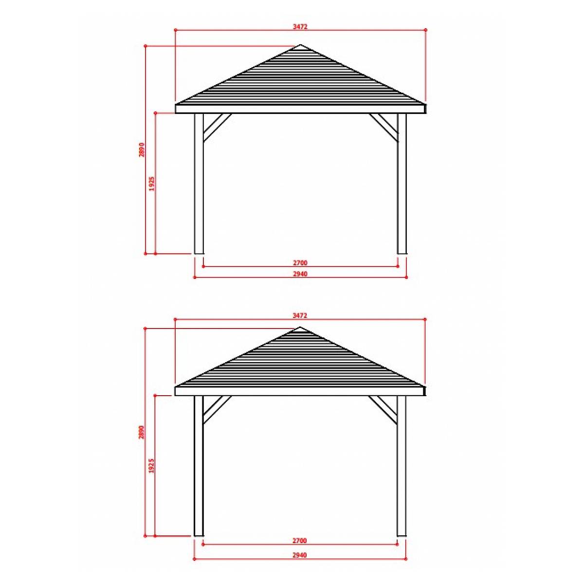 Habitat Et Jardin - Kiosque En Bois "pavilion" - 8.64 M² - 3.47 X 3.47 X 1.93 M -solid - Image 3
