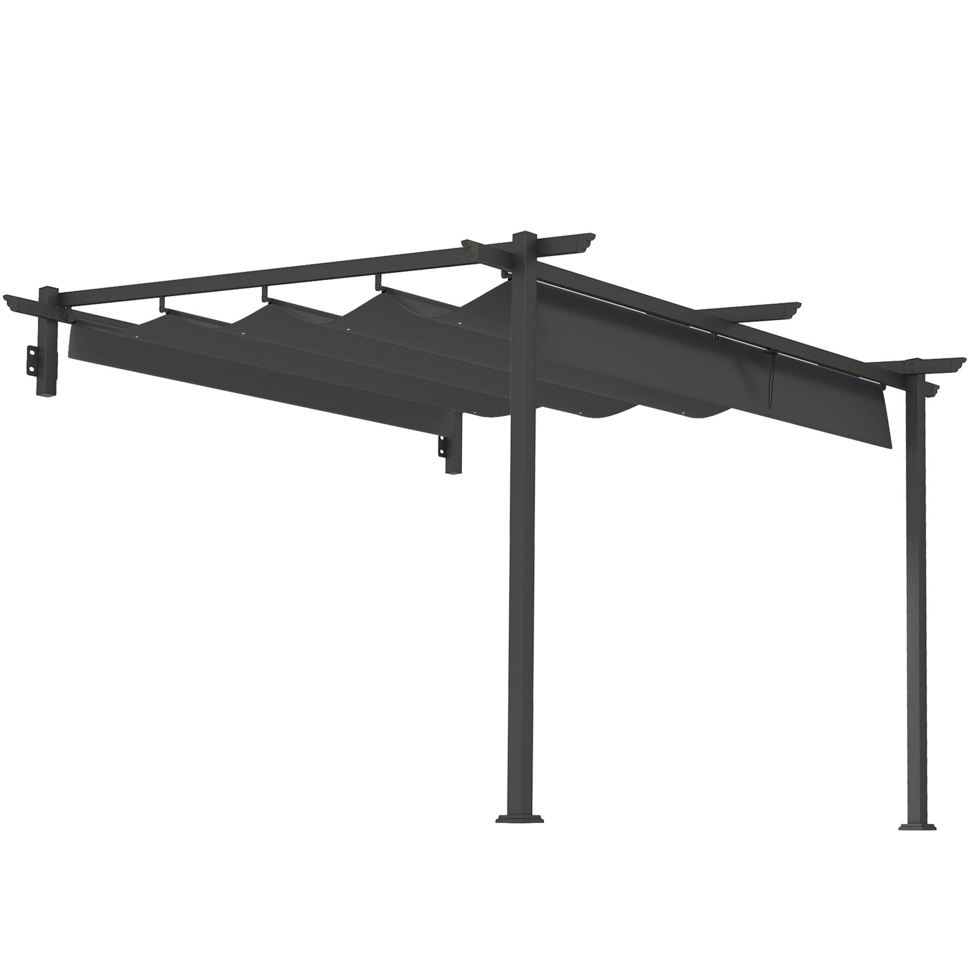 Pergola Adossée Acier Toit Rétractable Ombrage Terrasse 3x3m Gris - ComfortXL Outdoor Living - Image 2