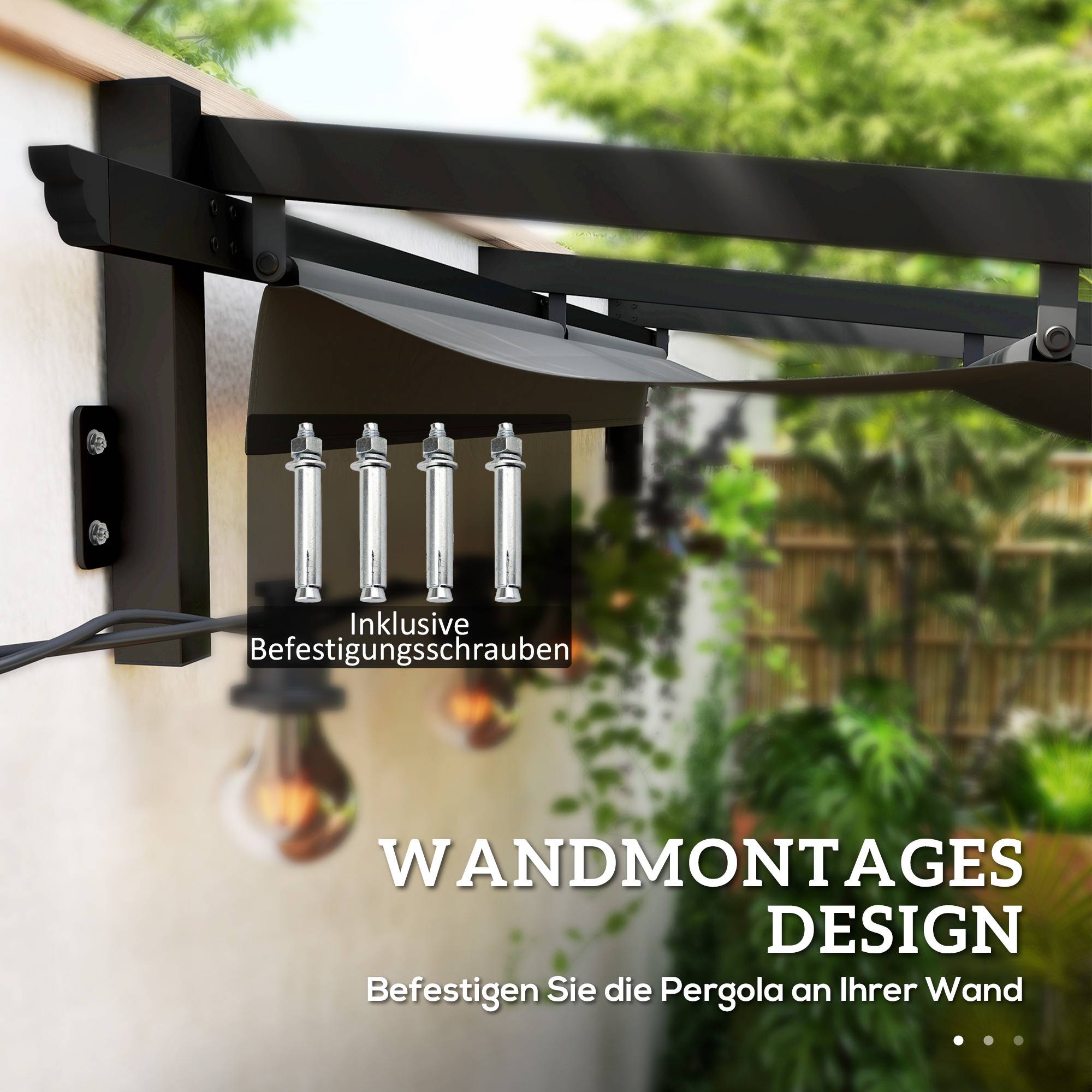 Pergola Adossée Acier Toit Rétractable Ombrage Terrasse 3x3m Gris - ComfortXL Outdoor Living - Image 4