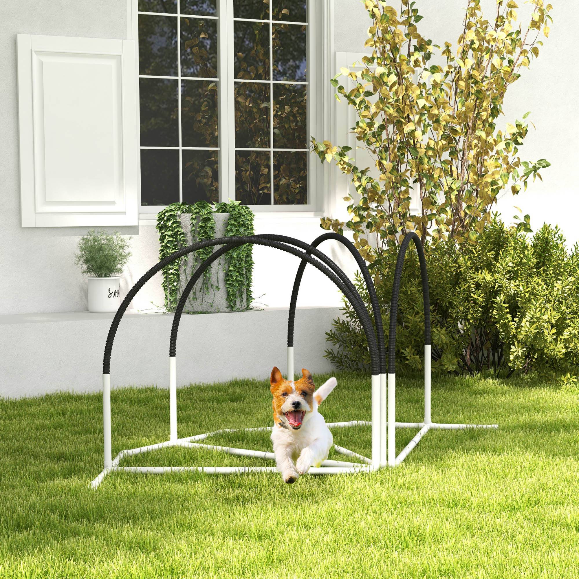 ComfortXL - Parcours agilité chien plastique 4 pièces 89 x 69 x 99 cm blanc noir entraînement extérieur - ComfortXL Outdoor Living - Image 3
