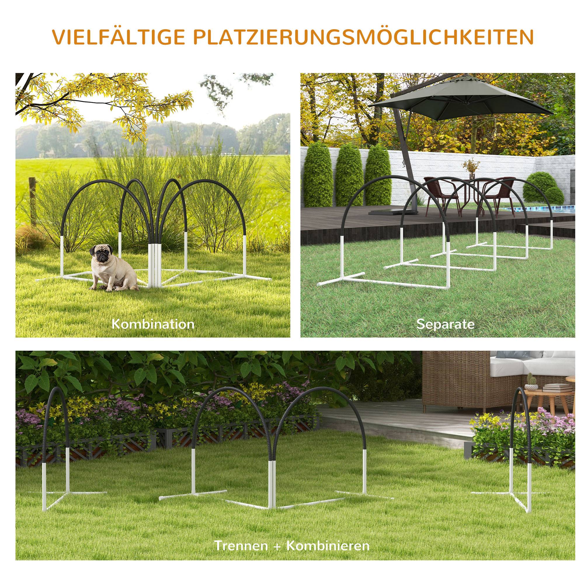 ComfortXL - Parcours agilité chien plastique 4 pièces 89 x 69 x 99 cm blanc noir entraînement extérieur - ComfortXL Outdoor Living - Image 5