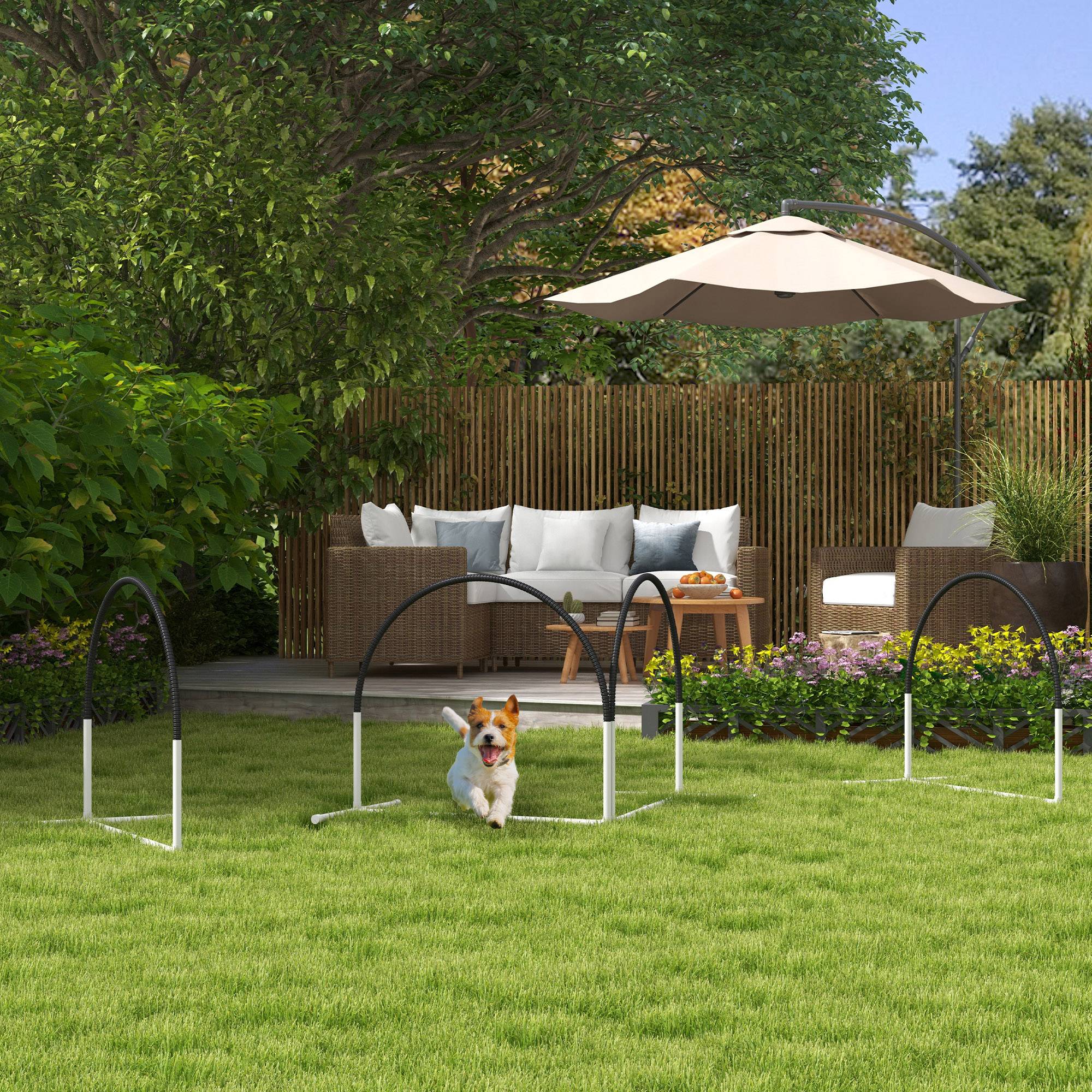 ComfortXL - Parcours agilité chien plastique 4 pièces 89 x 69 x 99 cm blanc noir entraînement extérieur - ComfortXL Outdoor Living - Image 2