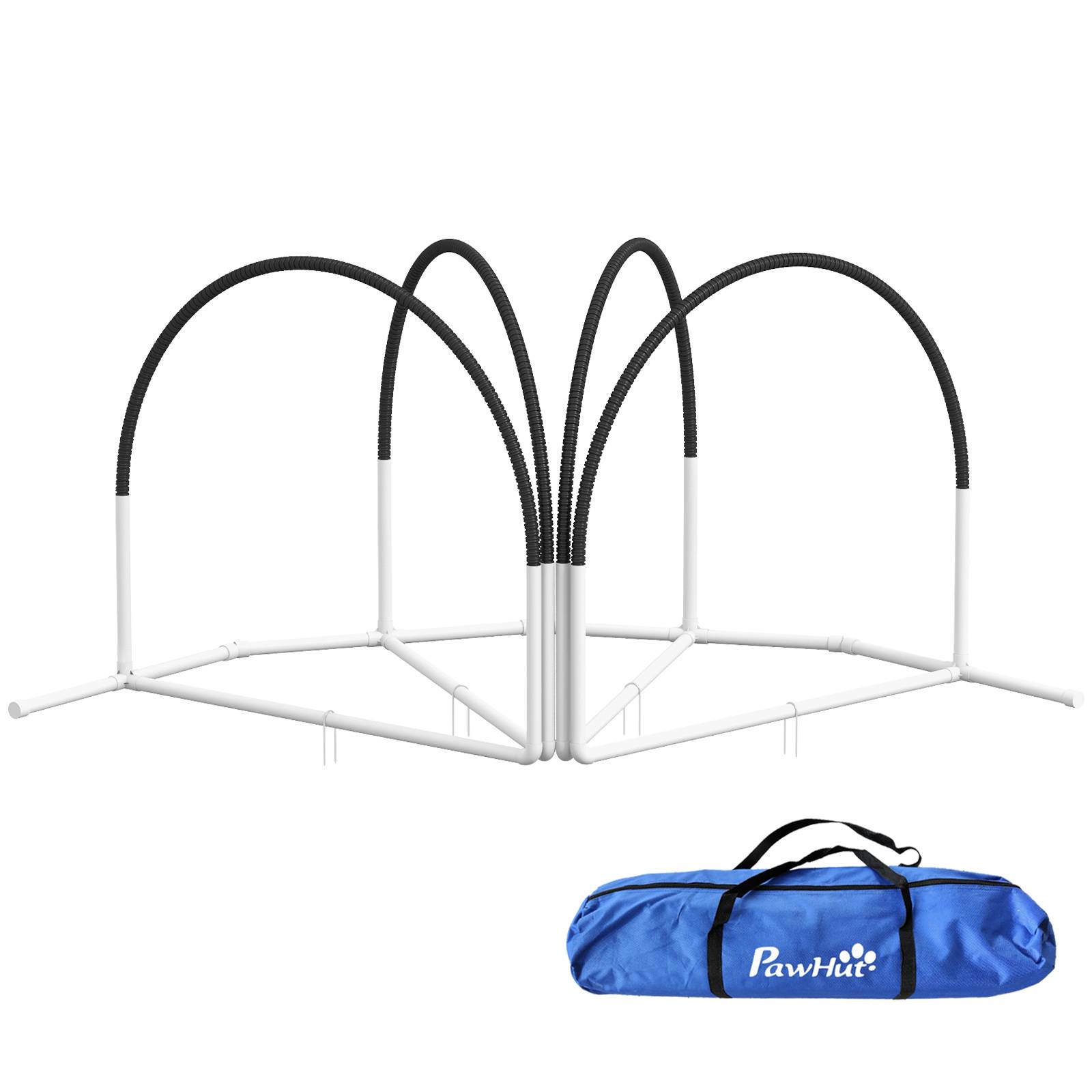 ComfortXL - Parcours agilité chien plastique 4 pièces 89 x 69 x 99 cm blanc noir entraînement extérieur - ComfortXL Outdoor Living - Image 1