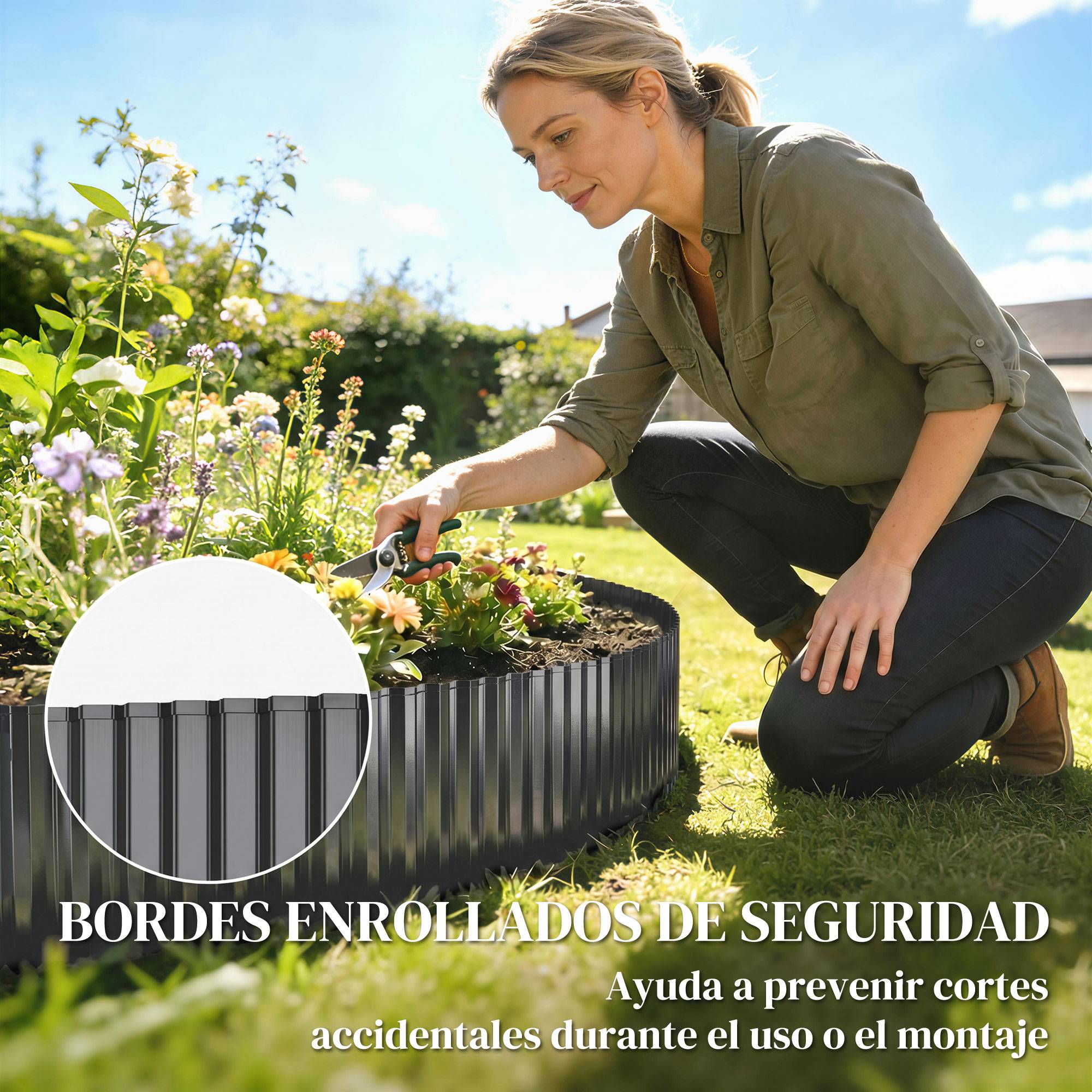 Clôture de jardin en métal 650 x 20 cm – Acier galvanisé durable pour potagers, patios, terrasses et pelouses – Gris foncé - Image 7