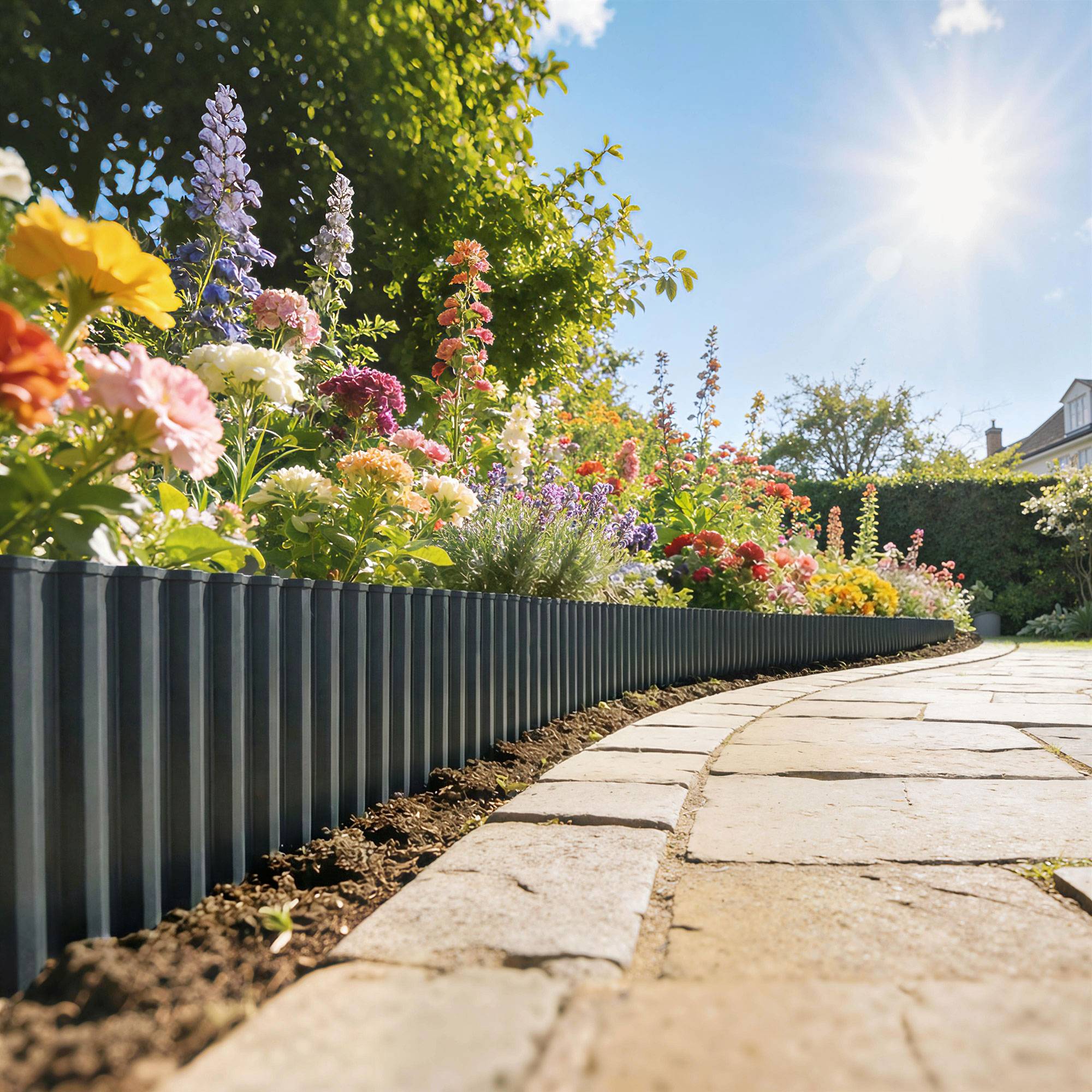 Clôture de jardin en métal 650 x 20 cm – Acier galvanisé durable pour potagers, patios, terrasses et pelouses – Gris foncé - Image 4