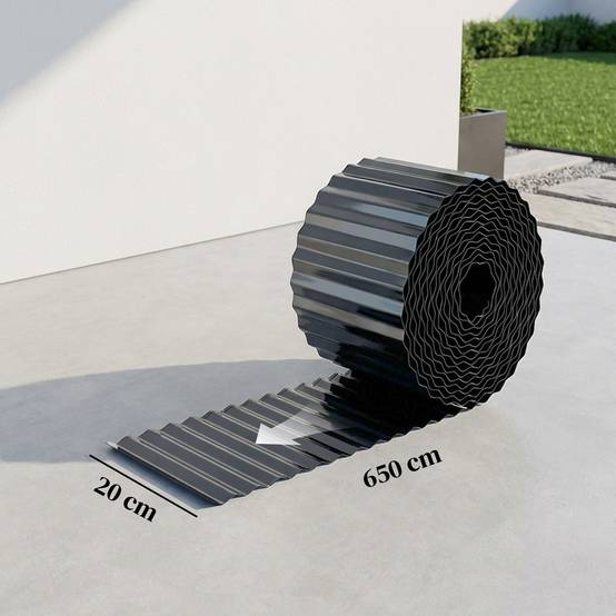 Clôture de jardin en métal 650 x 20 cm – Acier galvanisé durable pour potagers, patios, terrasses et pelouses – Gris foncé - Image 5
