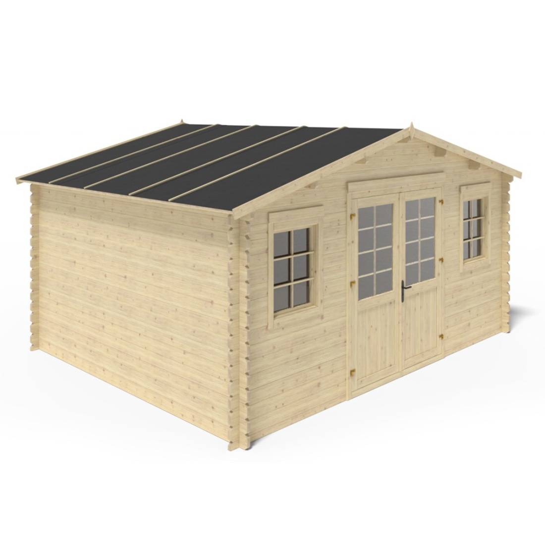 Altanka - Abri de jardin bois DOM598 - 20 m² – 5×4 m, madriers 40 mm, double pente, couleur naturel – Altanka - Image 7