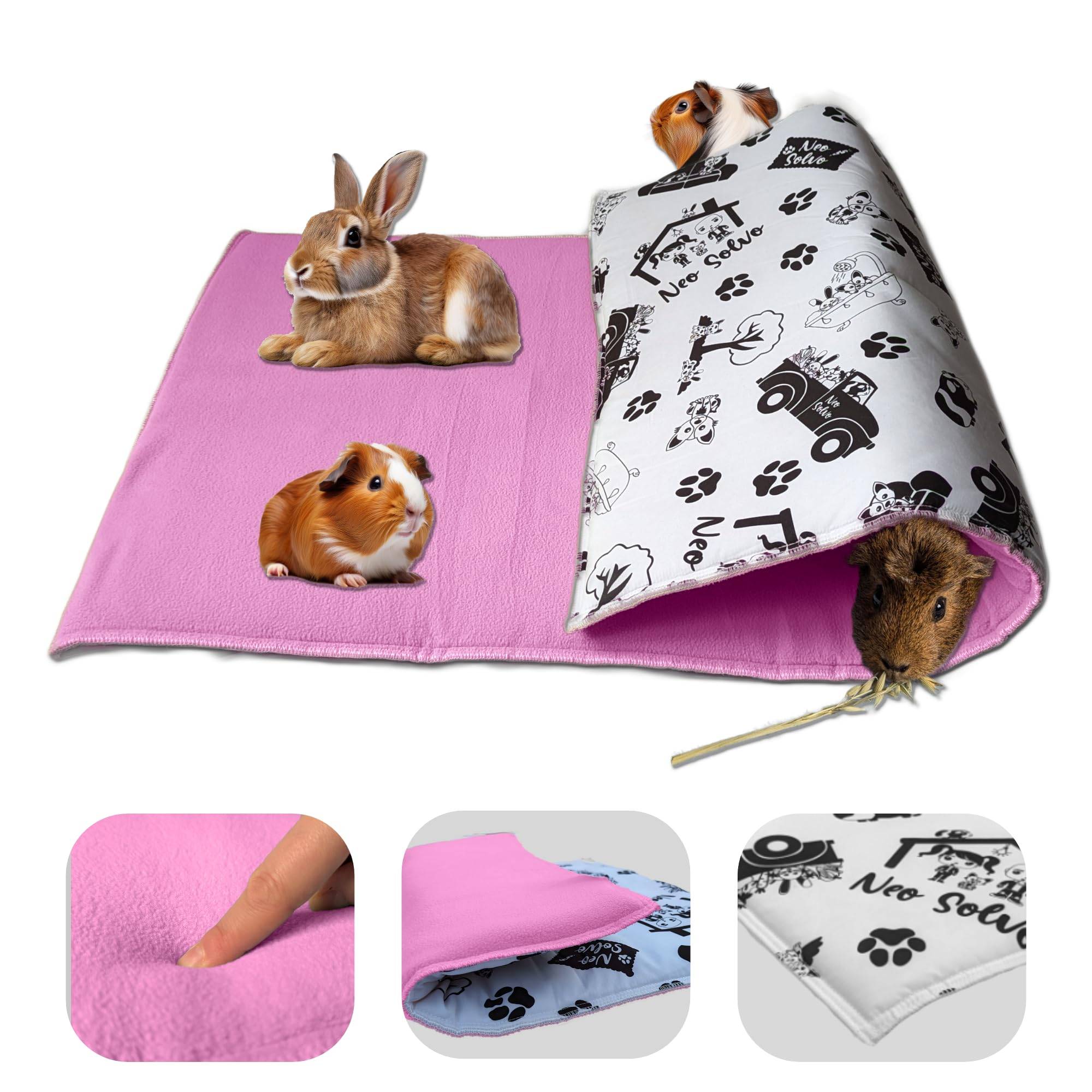 Tapis pour Cochon d'inde et Lapin en Polaire - 105 x 70 cm - Polaire Absorbant, Lavable en Machine, Economique et Ecologique - Neo Solvo - Image 1