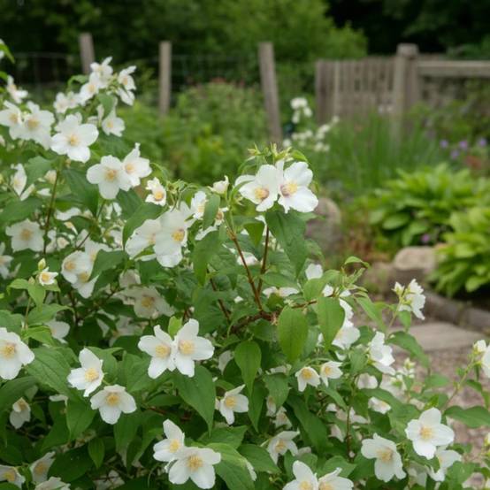 Seringat des jardins Belle Etoile, Philadelphus à fleurs Blanche - feuillage Caduc - Pot de 4L - 40/60 cm- hauteur à maturité De 2,50 m à 3,00 m - Image 3