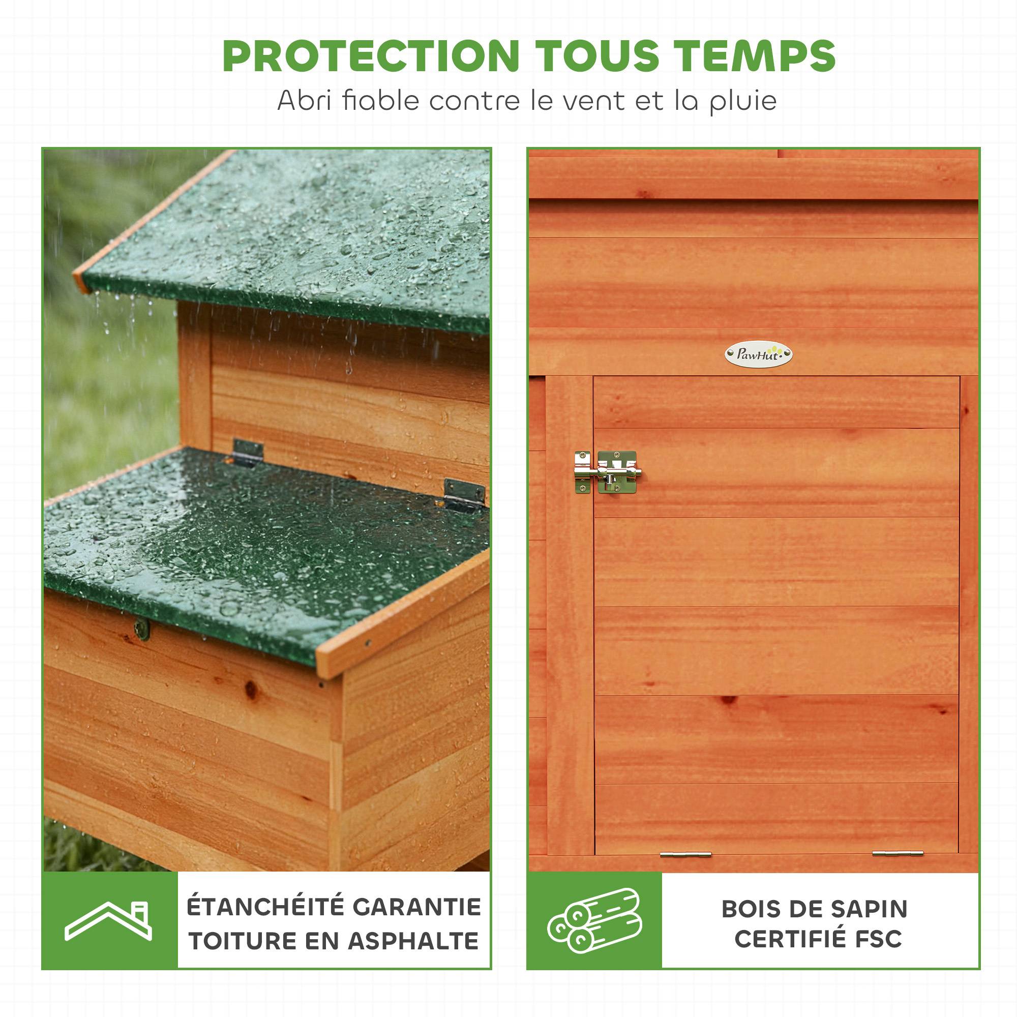 Poulailler avec Pondoir et Perchoir Toit en Bitume Étanche et Fenêtre de Ventilation Bois 113,5x67,5x95,5cm Orange - Image 9