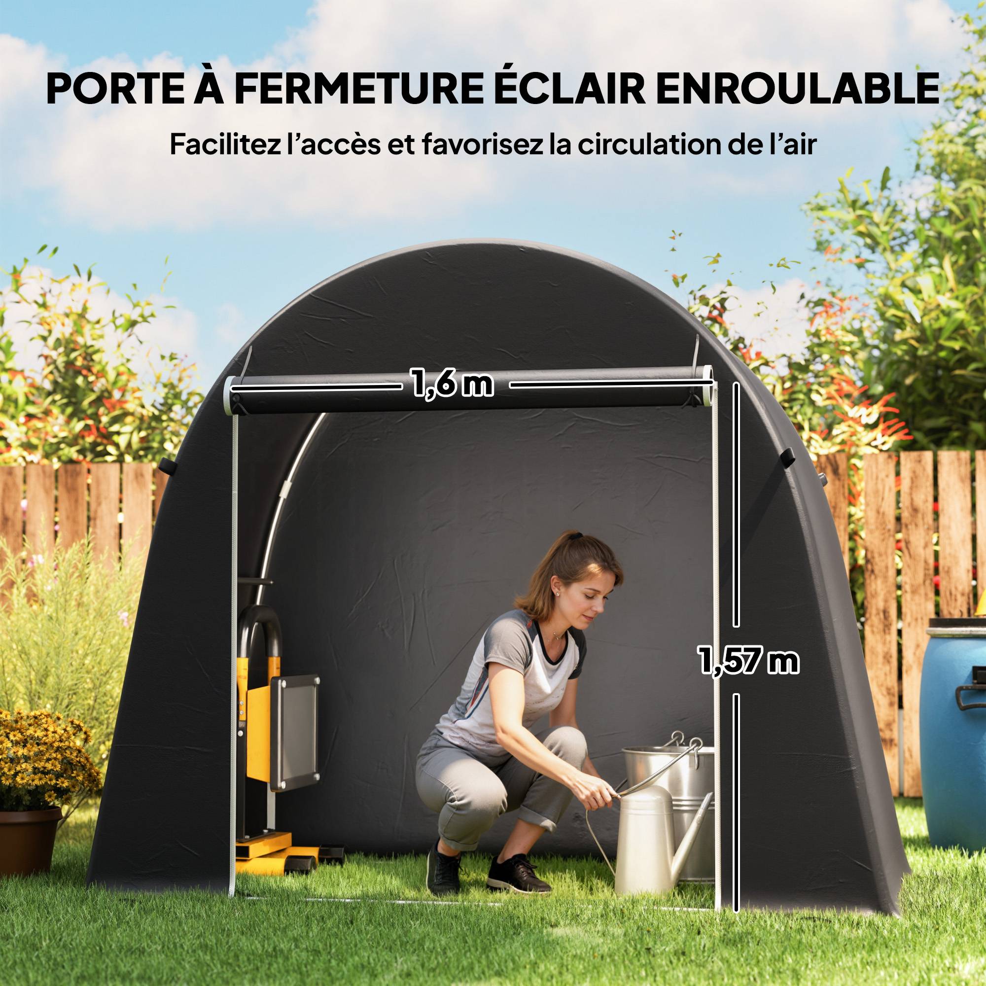 ComfortXL - Abri de jardin métal PE extérieur protection matériel 245x120x200cm gris foncé - ComfortXL Outdoor Living - Image 8