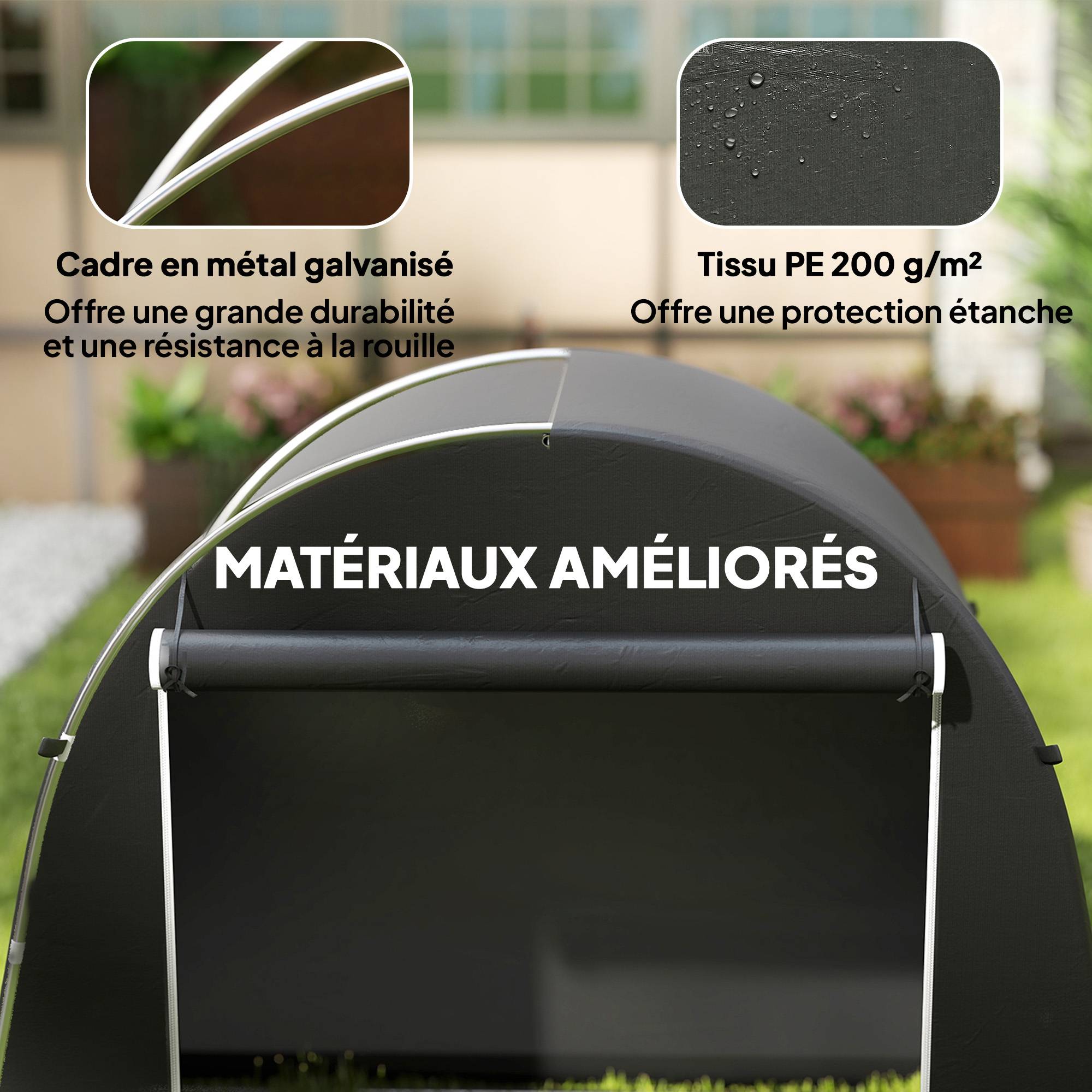 ComfortXL - Abri de jardin métal PE extérieur protection matériel 245x120x200cm gris foncé - ComfortXL Outdoor Living - Image 6