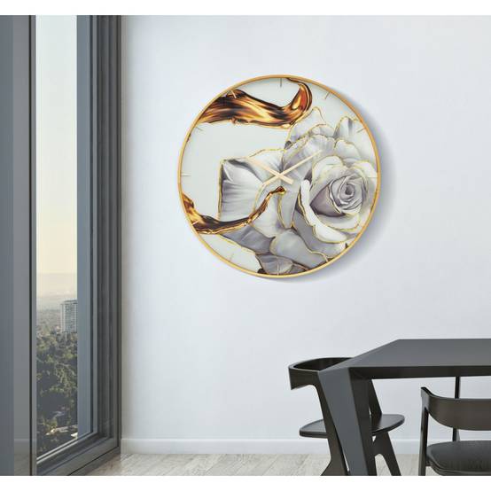 Horloge Murale en Verre "Rose" 80cm Multicolore - Image 5