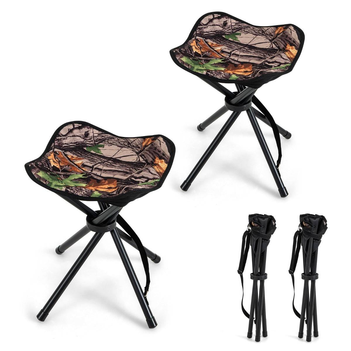 Helloshop26 - Lot de 2 tabourets de camping pliant en tissu oxford avec sangle d'épaule charge 150 kg pour randonnée chasse et pêche - Image 1