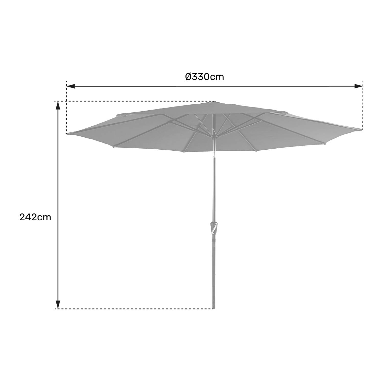 Happy Garden - Parasol droit HAPUNA rond 3,30m de diamètre gris - HAPPY GARDEN - Image 8