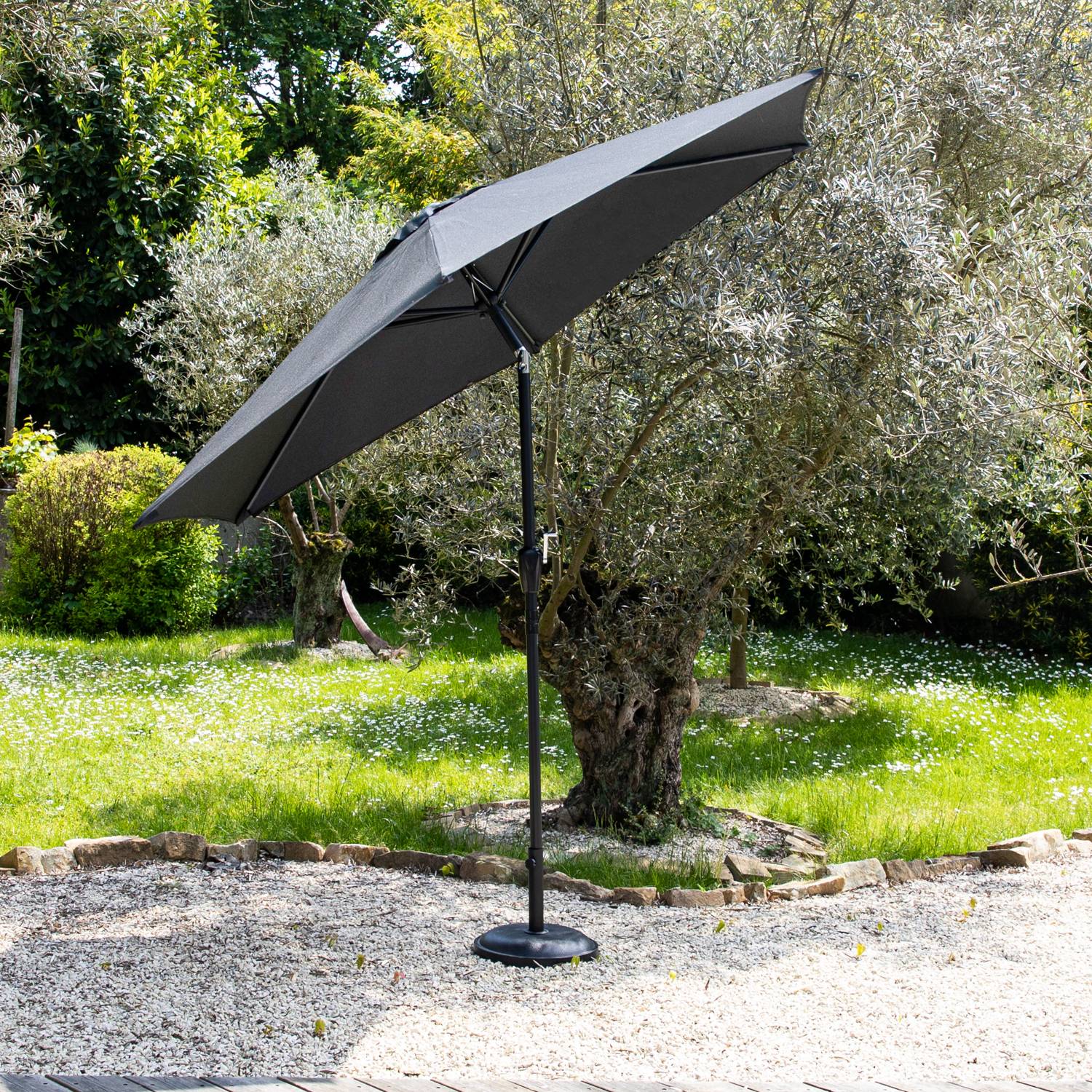 Happy Garden - Parasol droit HAPUNA rond 3,30m de diamètre gris - HAPPY GARDEN - Image 2