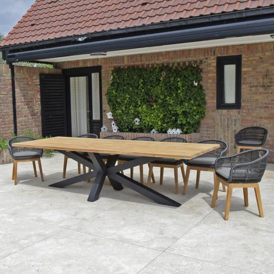 Gecko Jardin - Table métal noir et teck recyclé 300 cm, Conceptual - Gecko Jardin - Image 1