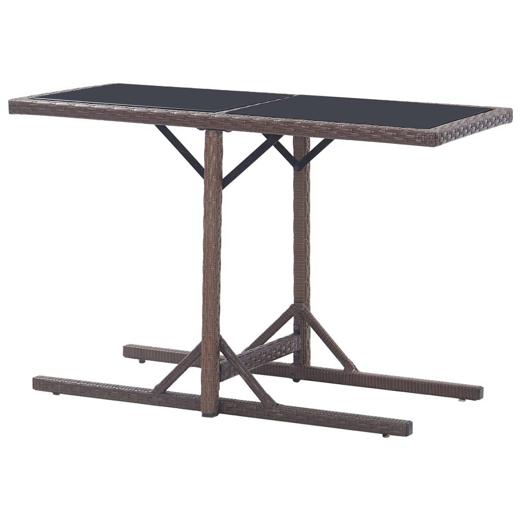 PANGIVO - Table de jardin Verre et Résine tressée Marron 110 x 53 x 72 cm - PANGIVO - Image 4
