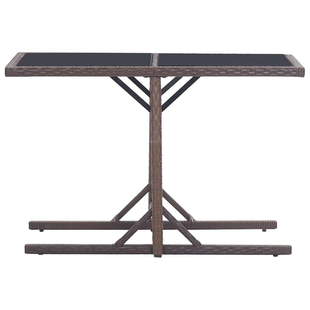 PANGIVO - Table de jardin Verre et Résine tressée Marron 110 x 53 x 72 cm - PANGIVO - Image 2