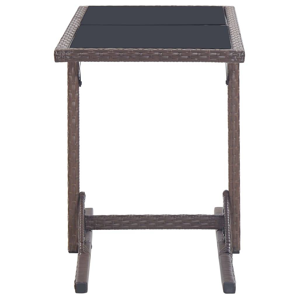 PANGIVO - Table de jardin Verre et Résine tressée Marron 110 x 53 x 72 cm - PANGIVO - Image 3