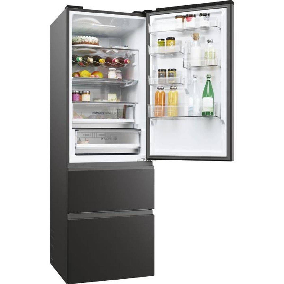 Réfrigérateur congélateur pose libre Total No Frost 360 L, noir, 3 portes - Haier - Image 6