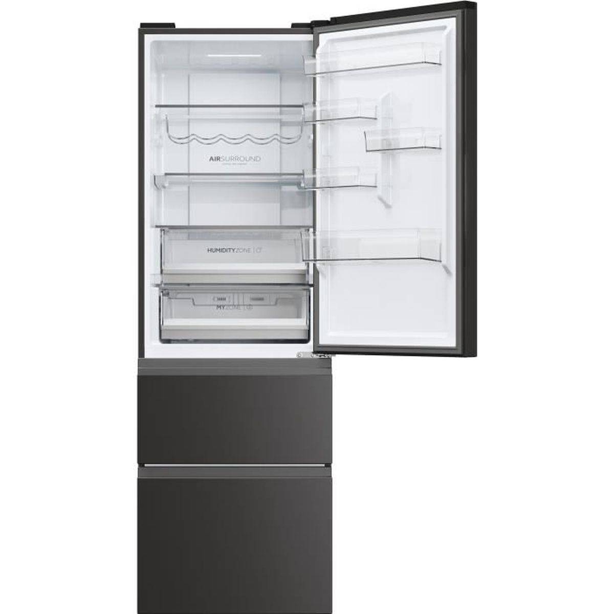 Réfrigérateur congélateur pose libre Total No Frost 360 L, noir, 3 portes - Haier - Image 2