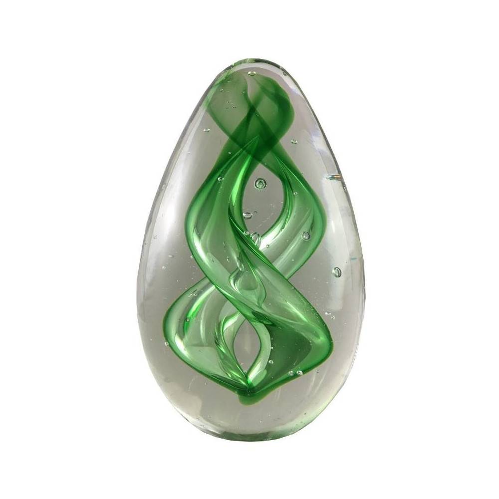 Presse papier sulfure "Spirales" en verre vert 14 x 8.5 cm Chemin de campagne - Image 1