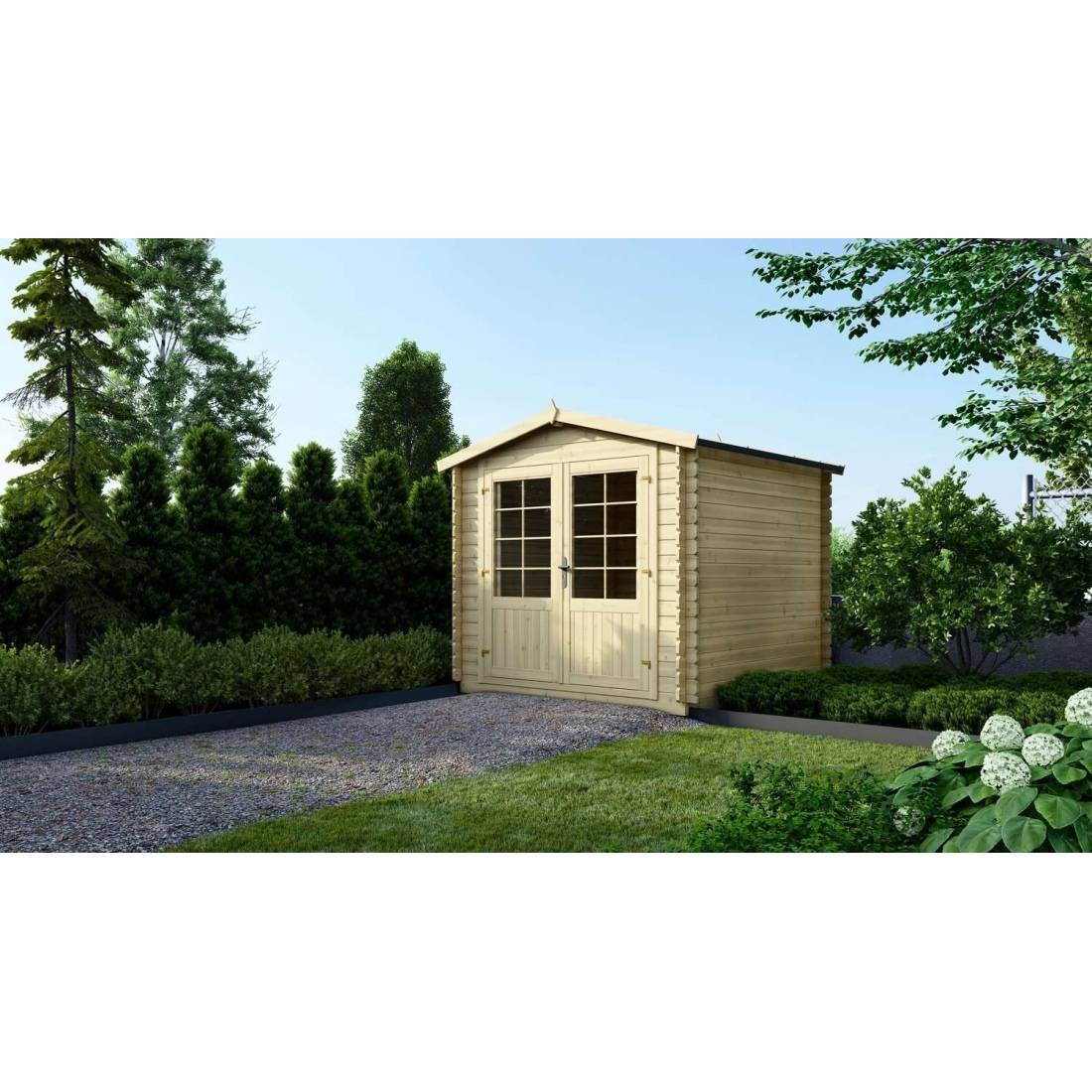 Altanka - Abri de jardin en bois - 6.25m2 - 2.5x2.5m - Ep. 28mm - Couleur: naturel - DOM521 - ALTANKA - Image 2