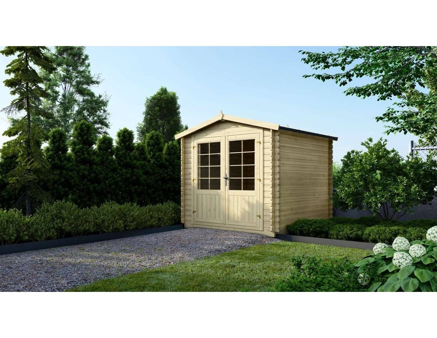 Altanka - Abri de jardin en bois - 6.25m2 - 2.5x2.5m - Ep. 28mm - Couleur: naturel - DOM521 - ALTANKA - Image 2