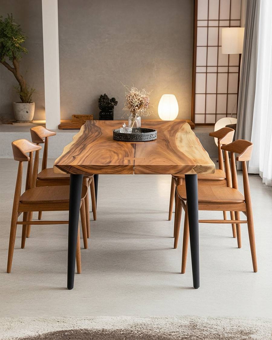 Kanpur - Table repas en suar massif L160 cm 6 pers. - UNIQKA - Image 2