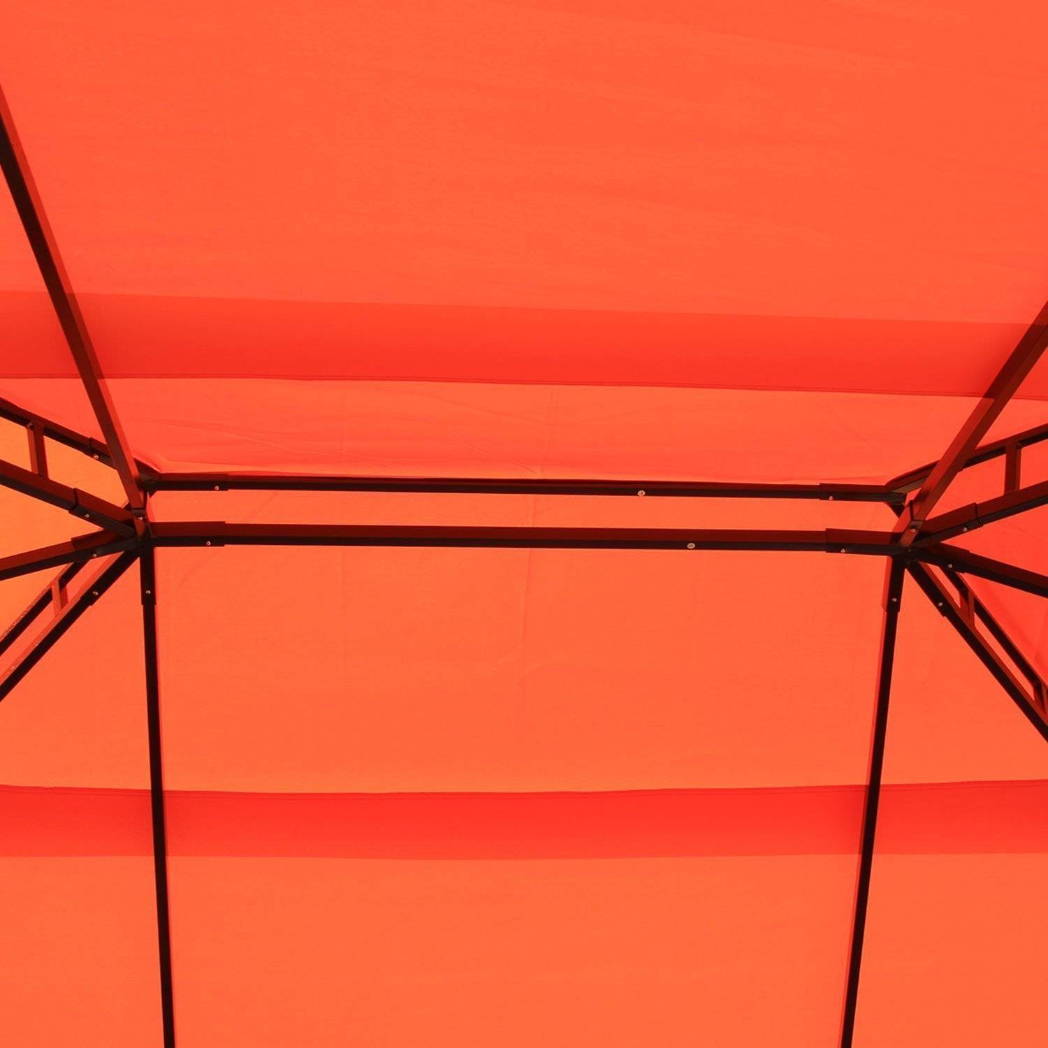Tonnelle Aluminium Jardin Double Toit Rideaux Moustiquaire 4x3m Orange - ComfortXL Outdoor Living - Image 10
